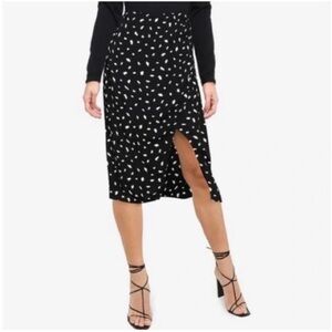 Abercrombie & Fitch Black and White Spotted Midi Skirt